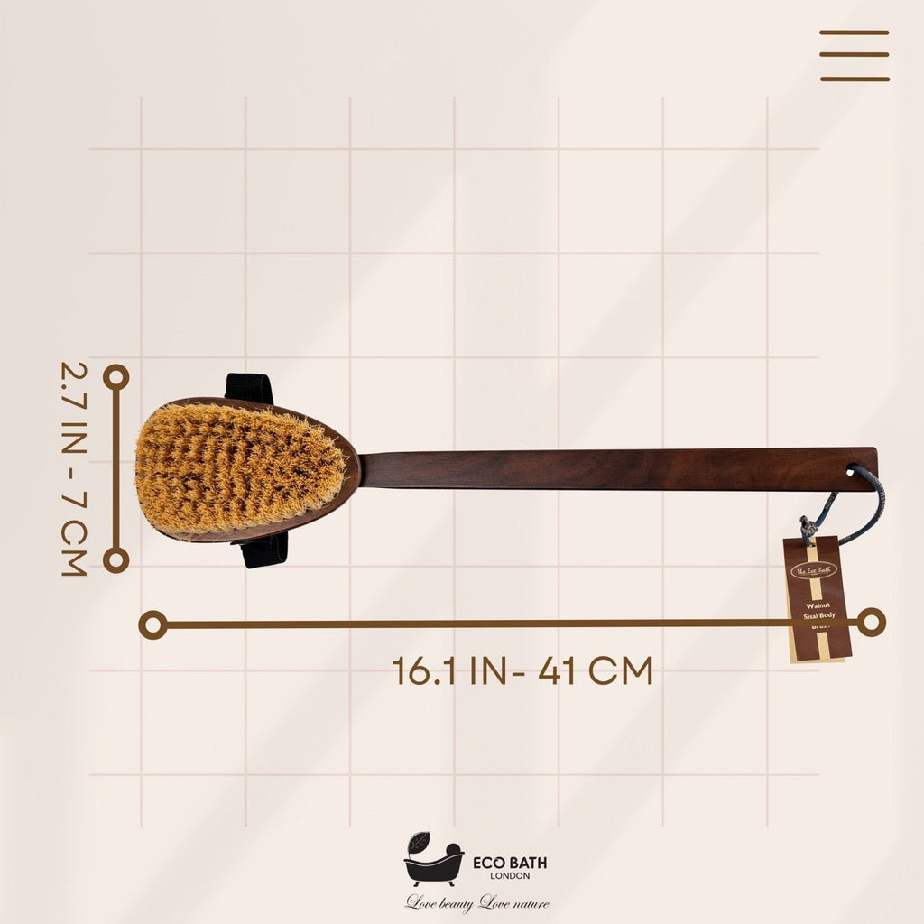 Natural Sisal Walnut Wood Body Brush for Dry Brushing