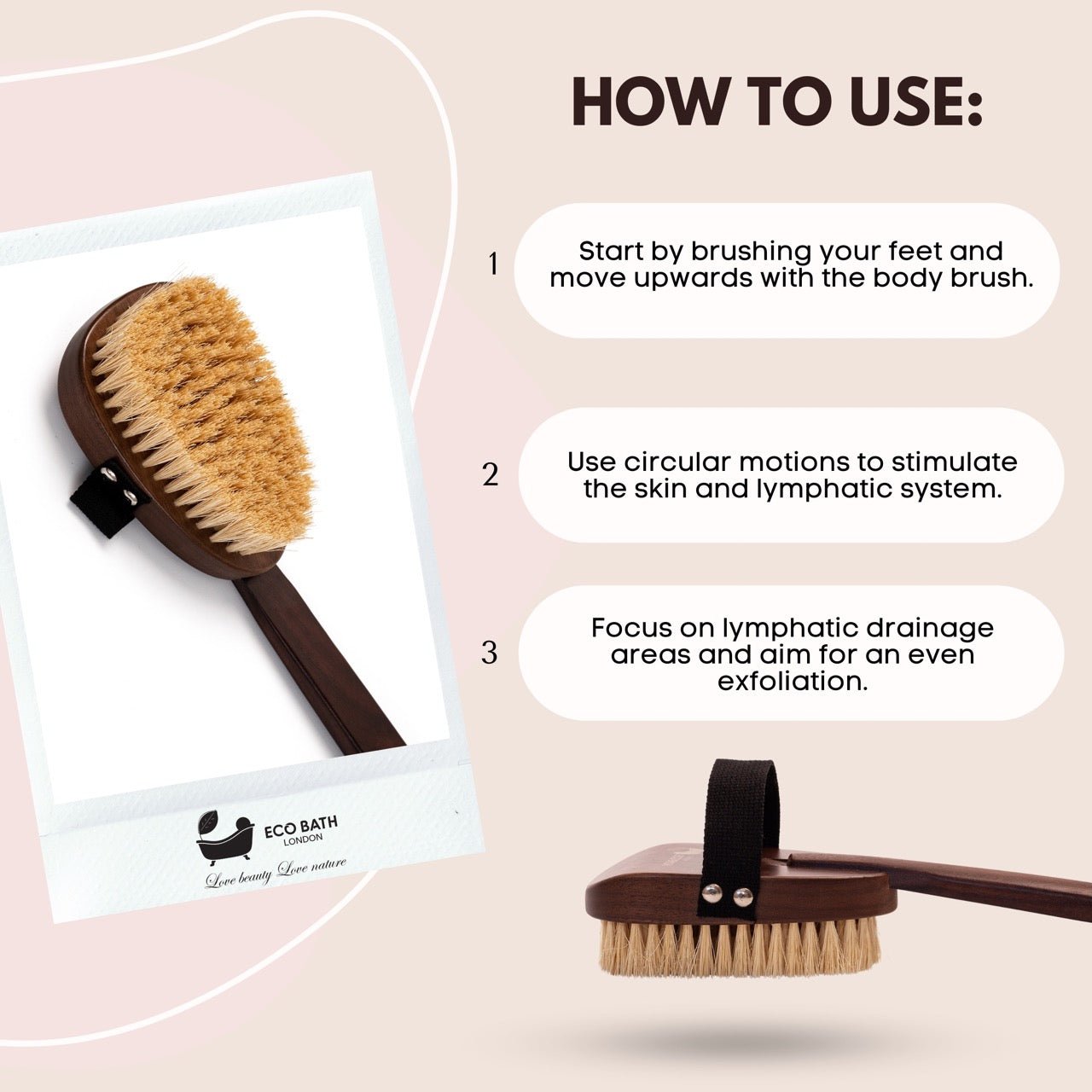 Natural Sisal Walnut Wood Body Brush for Dry Brushing