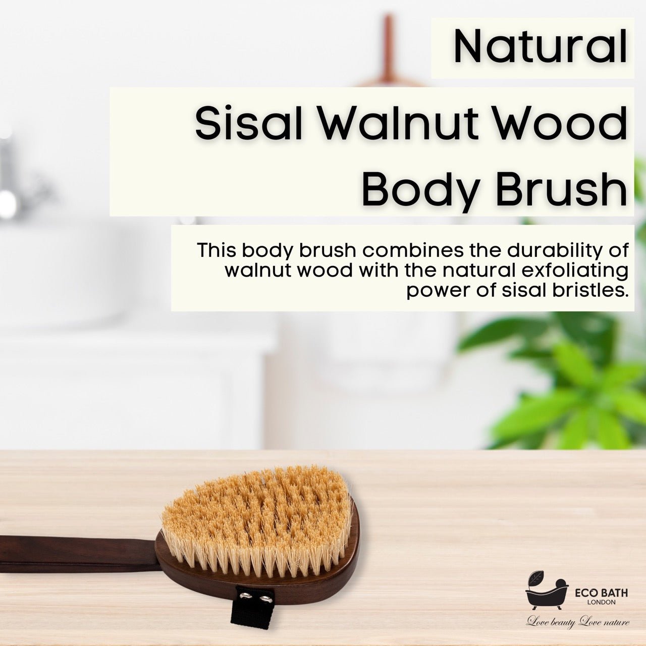 Natural Sisal Walnut Wood Body Brush for Dry Brushing