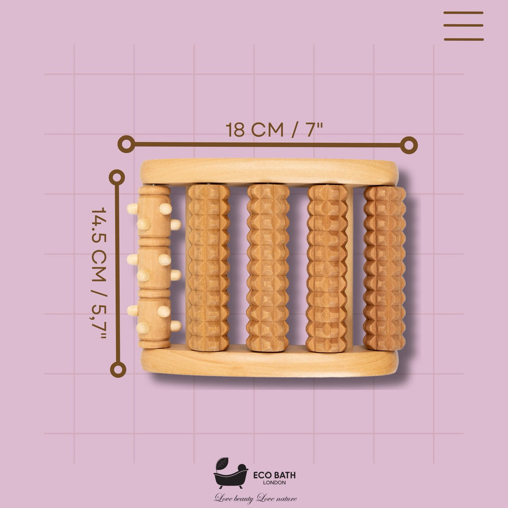 Reflexology Foot Roller in Natural Wood