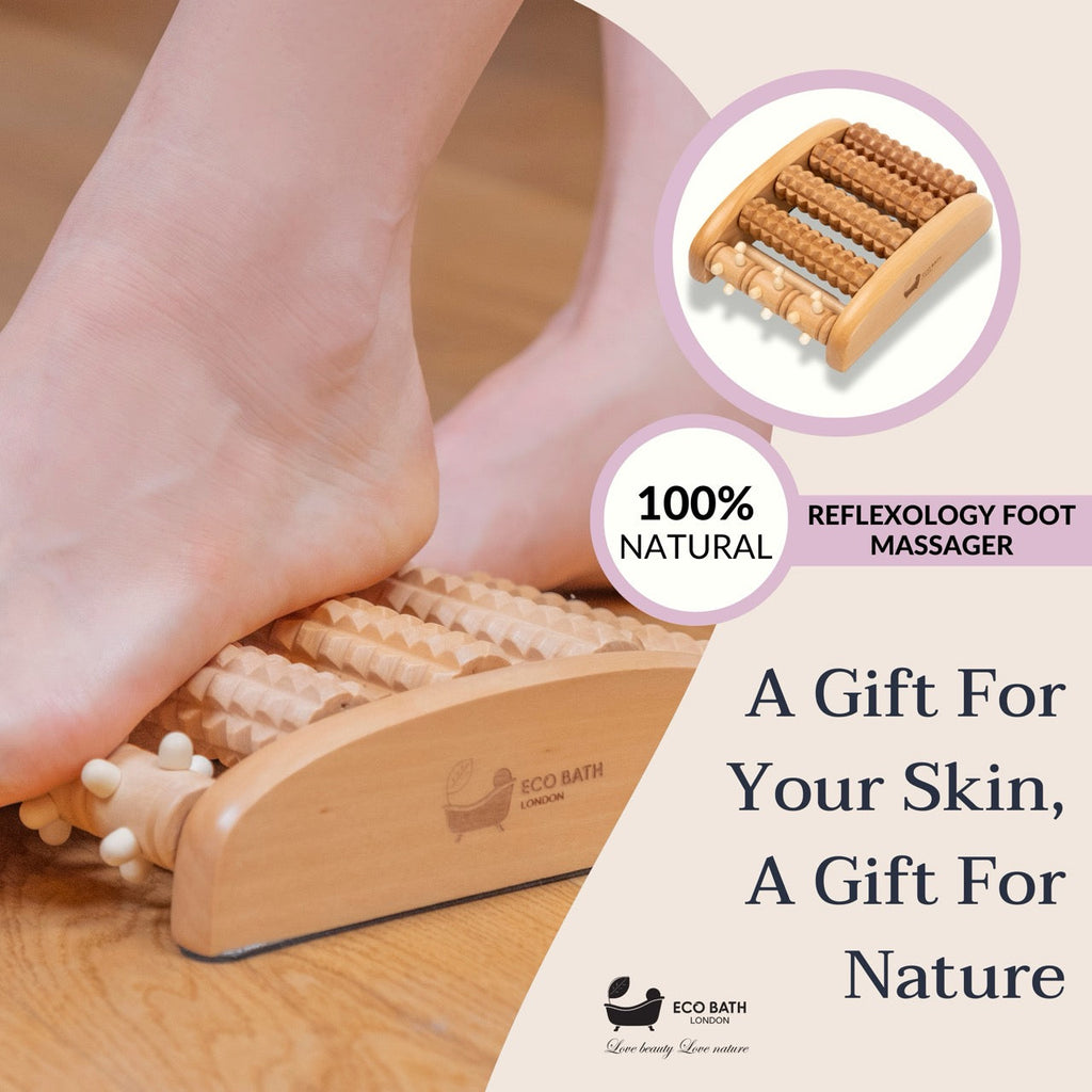 Reflexology Foot Roller in Natural Wood