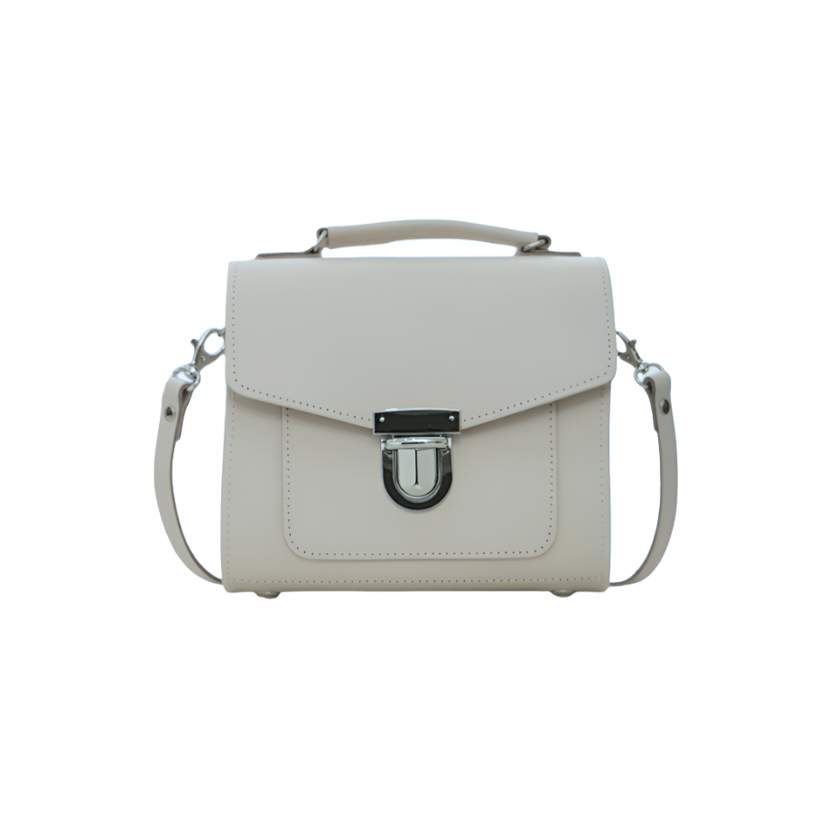 Handmade Leather Sugarcube Handbag in Eggshell