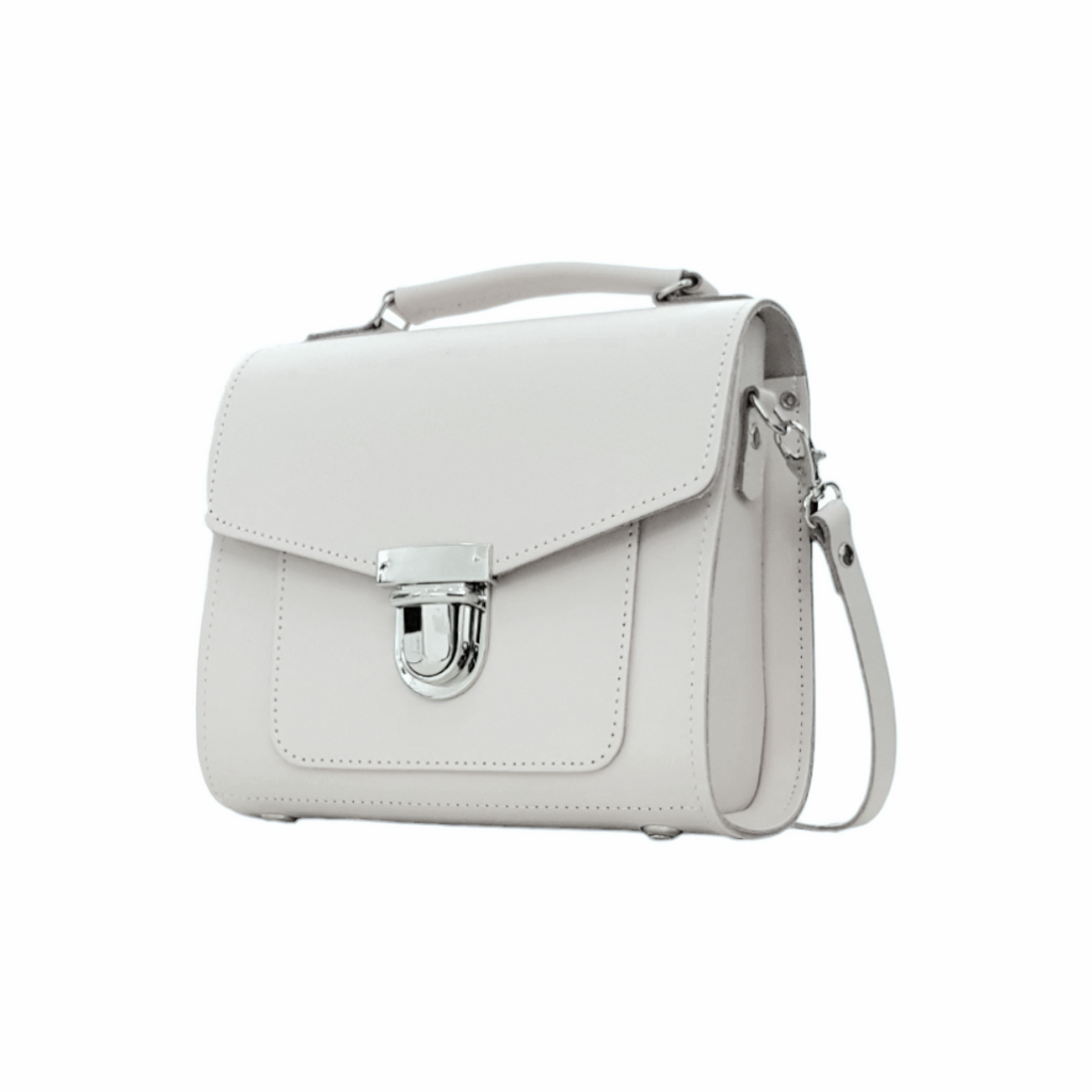 Handmade Leather Sugarcube Handbag in Eggshell