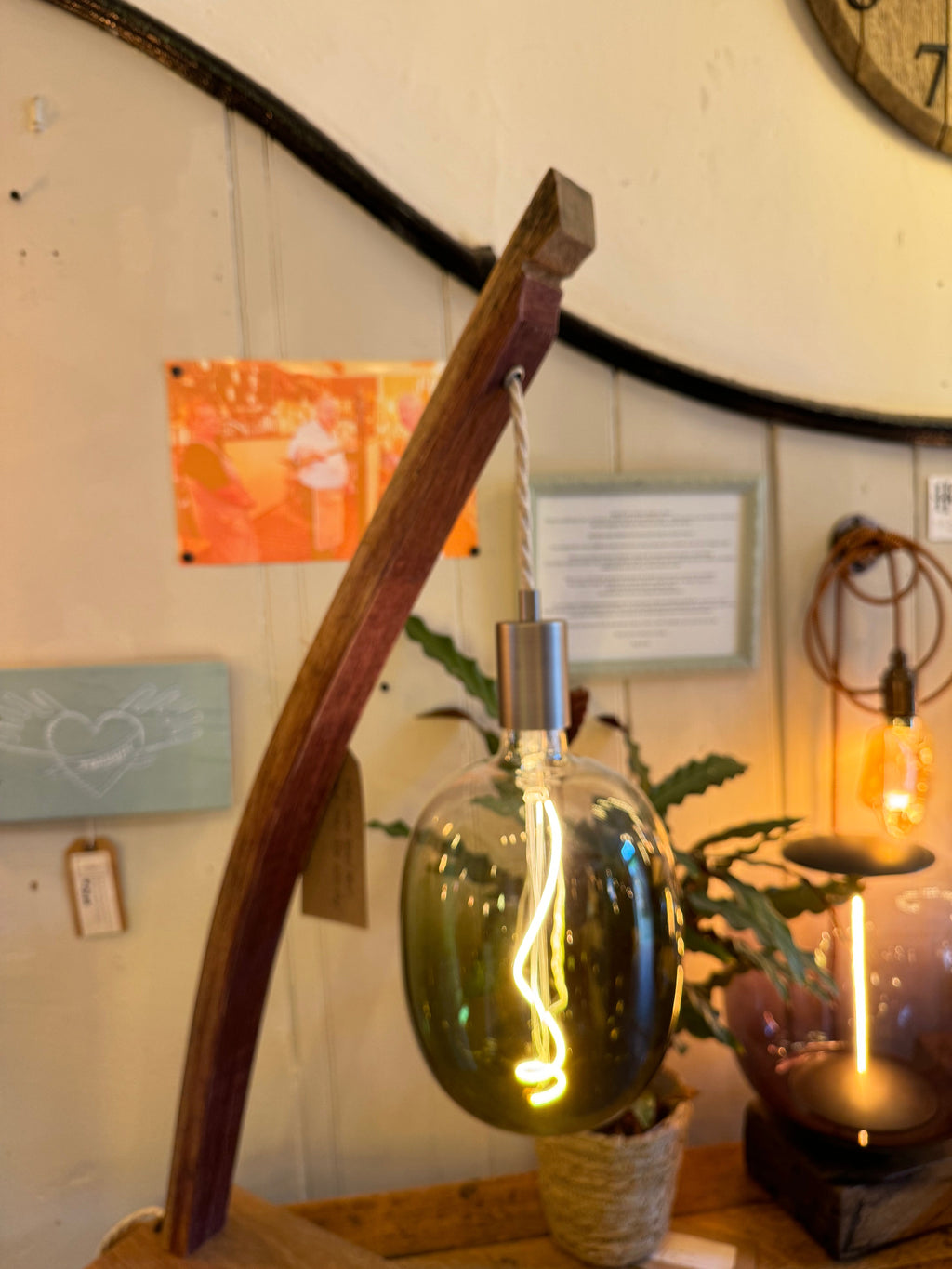 Barrel Stave Table Lamp in Oak and Whiskey Wood