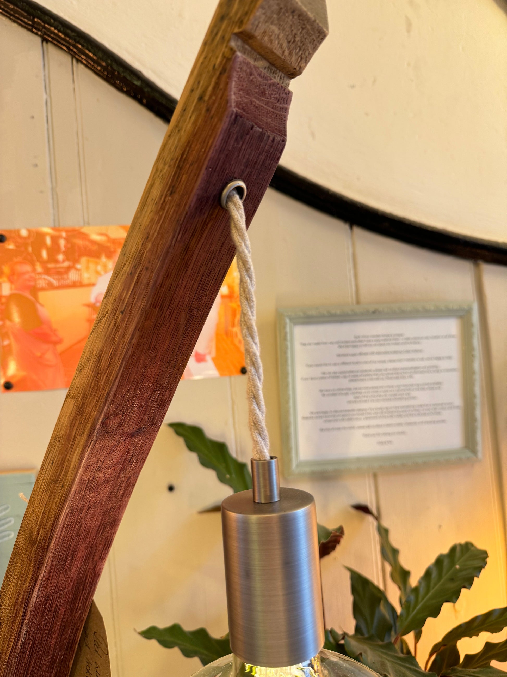 Barrel Stave Table Lamp in Oak and Whiskey Wood