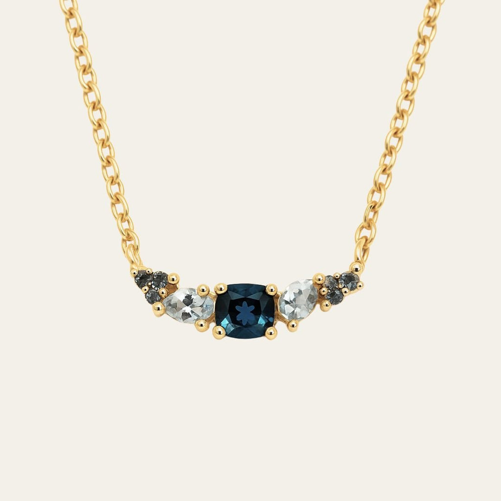 Topaz Cluster Gold Necklace Zaria