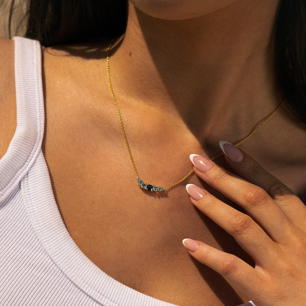 Topaz Cluster Gold Necklace Zaria