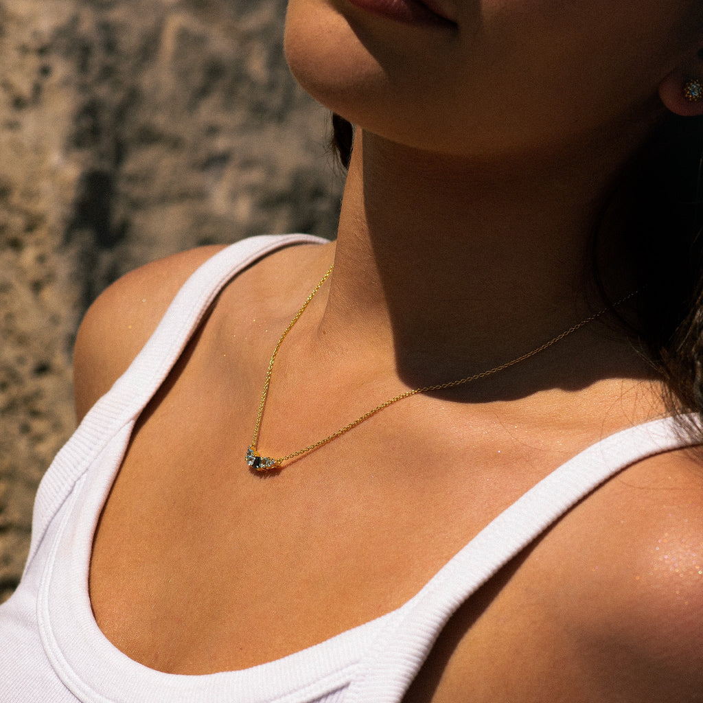 Topaz Cluster Gold Necklace Zaria