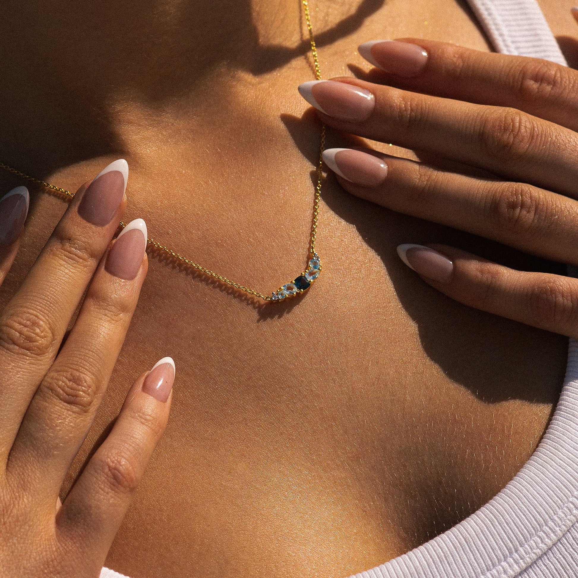 Topaz Cluster Gold Necklace Zaria