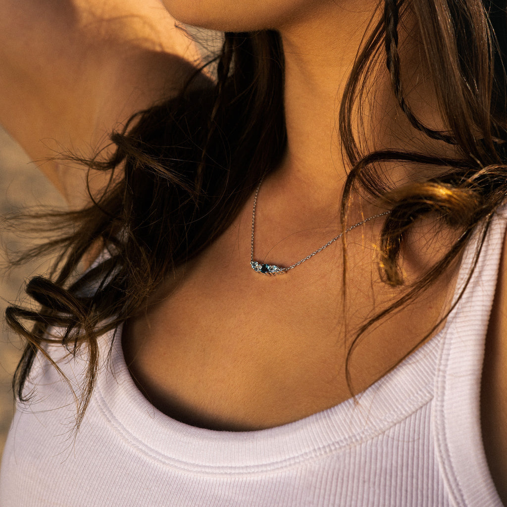 Topaz Cluster Silver Necklace Zaria