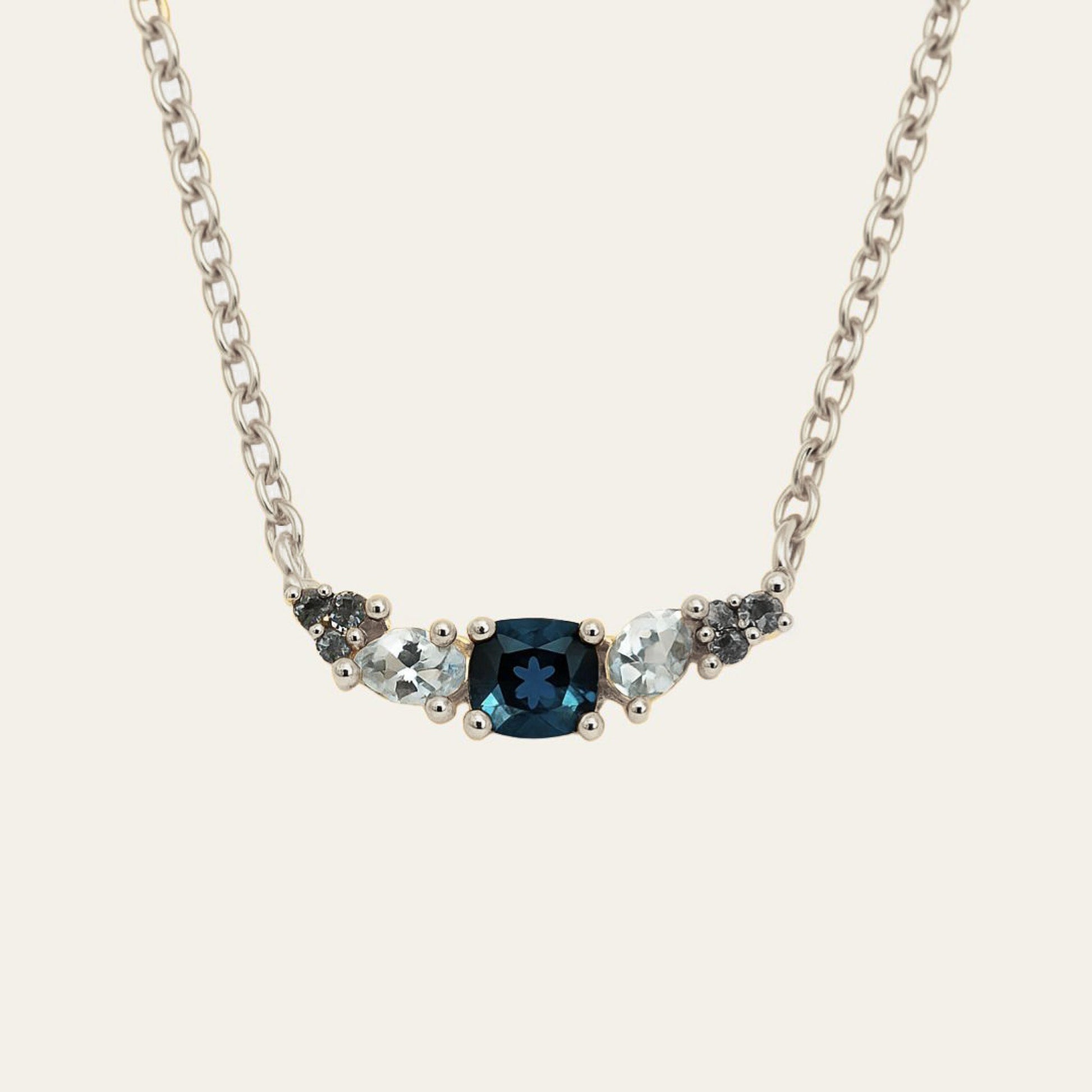 Topaz Cluster Silver Necklace Zaria