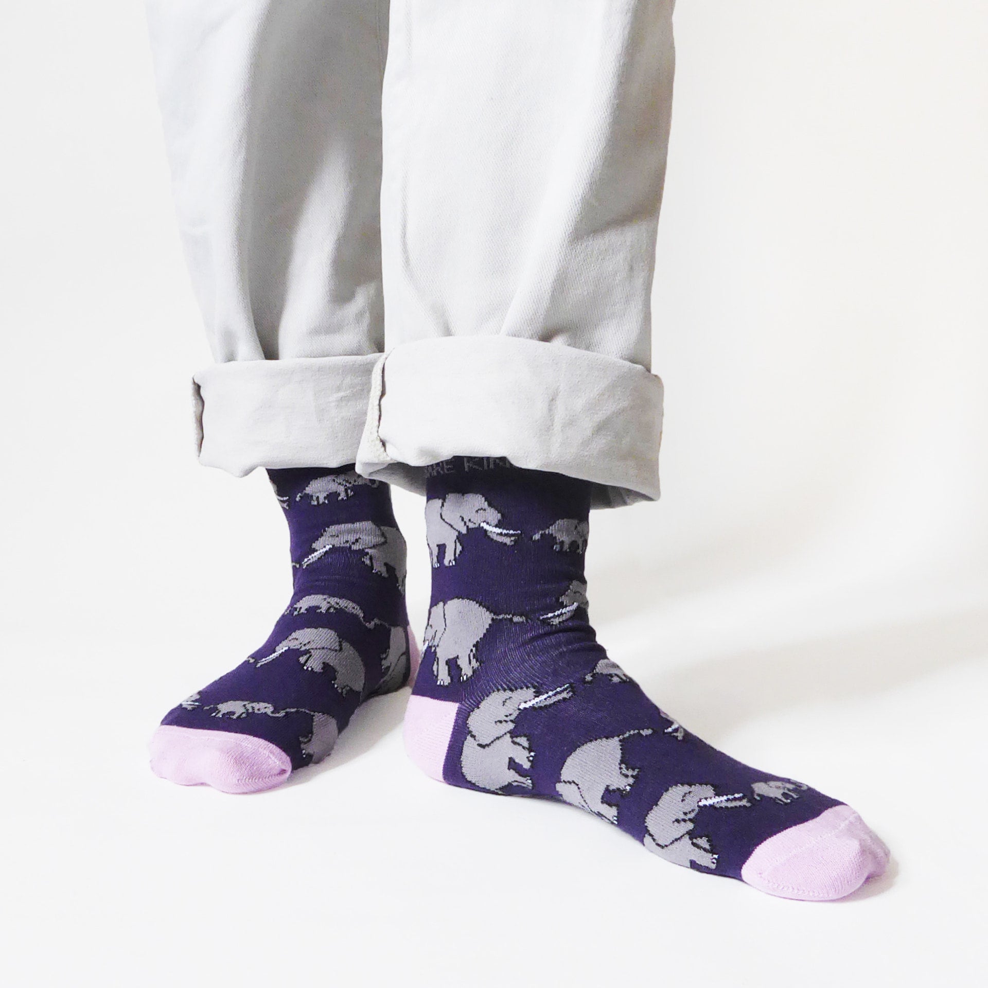 Save the Elephants Bamboo Socks in Purple