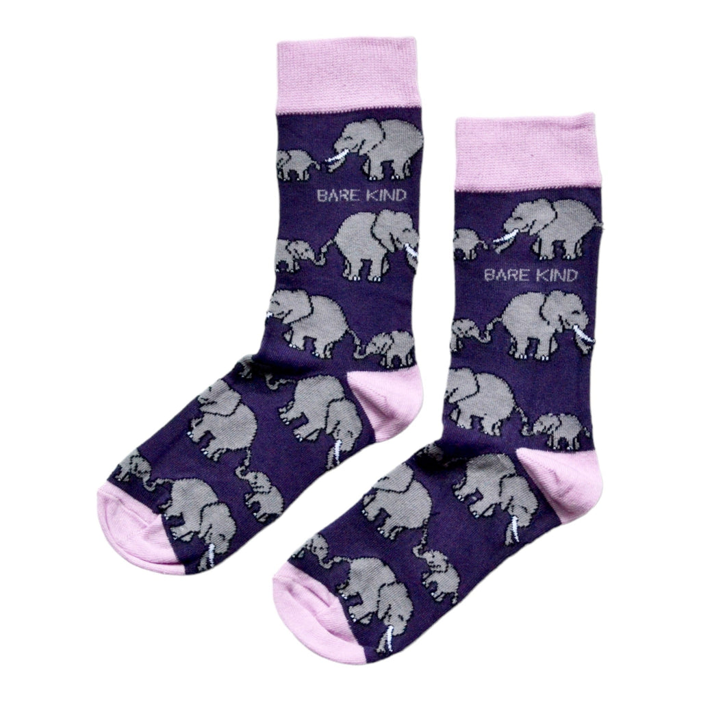 Save the Elephants Bamboo Socks in Purple