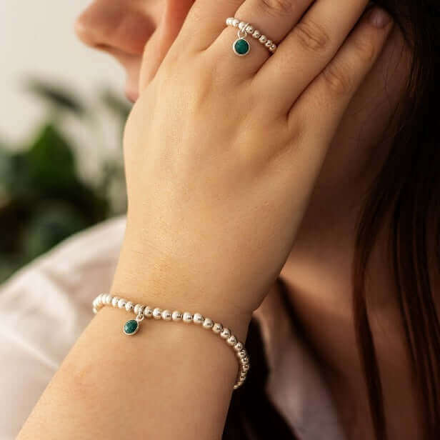 Emerald Crystal Bracelet and Ring Set