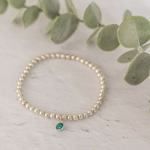 Emerald May Birthstone Bracelet in Sterling Silver