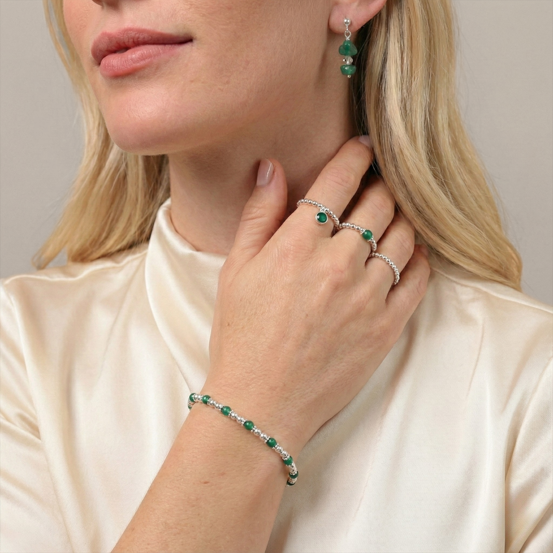 Green Agate Drop Earrings in Sterling Silver or Gold Filled