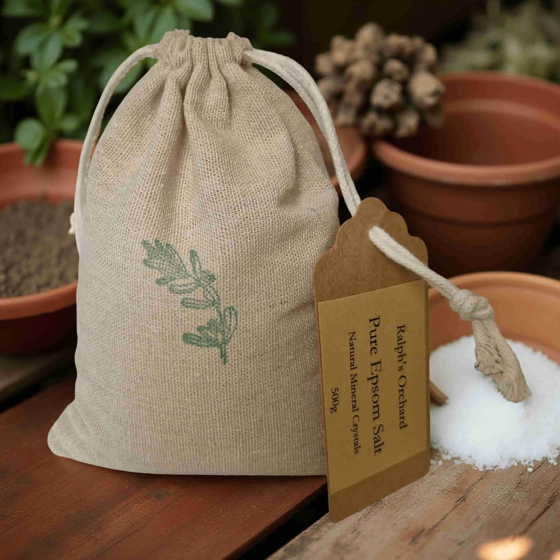 Pure Epsom Salt 500g in Reusable Cotton Bag