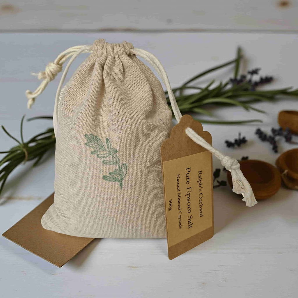 Pure Epsom Salt 500g in Reusable Cotton Bag