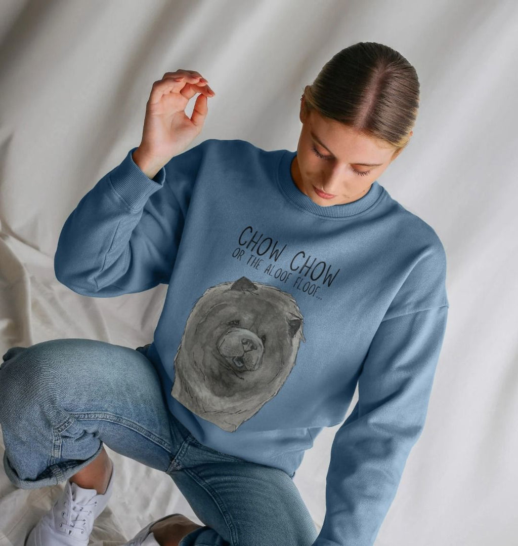 Blue Chow Chow Oversized Sweatshirt for Women