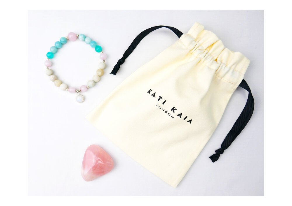 Eros Mala Bracelet with Rose Quartz, Amazonite and Rainbow Moonstone