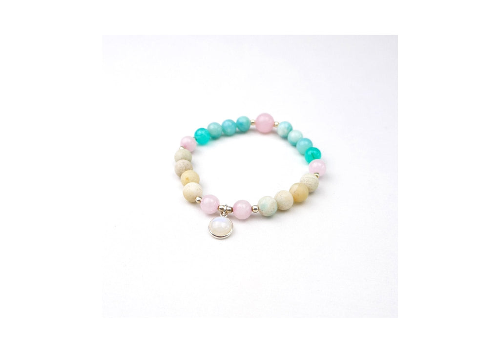 Eros Mala Bracelet with Rose Quartz, Amazonite and Rainbow Moonstone