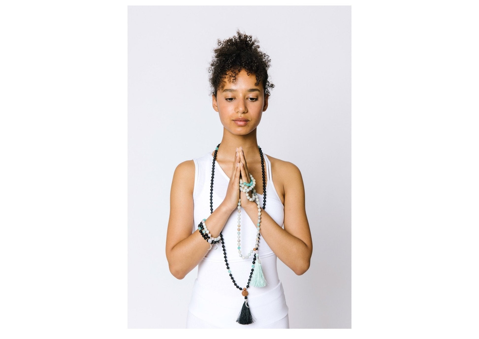 Eros Mala Bracelet with Rose Quartz, Amazonite and Rainbow Moonstone