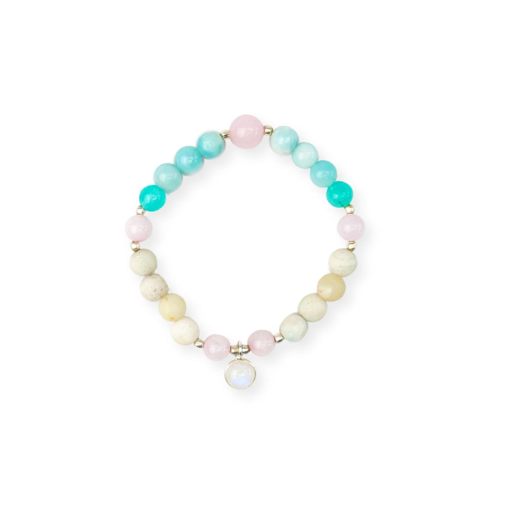 Eros Mala Bracelet with Rose Quartz, Amazonite and Rainbow Moonstone