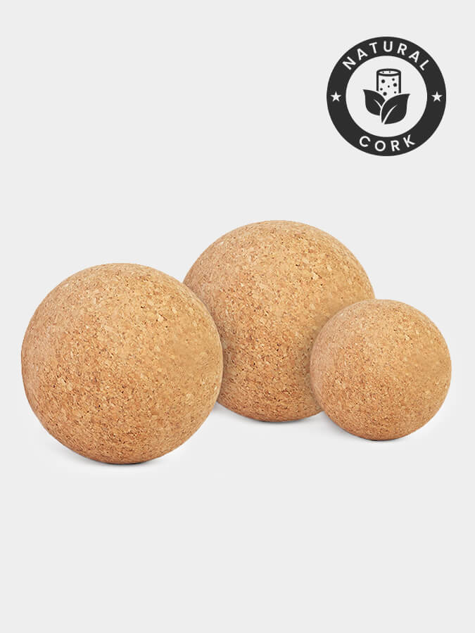 Cork Massage Ball Set of 3 for Fascia Release and Muscle Relief