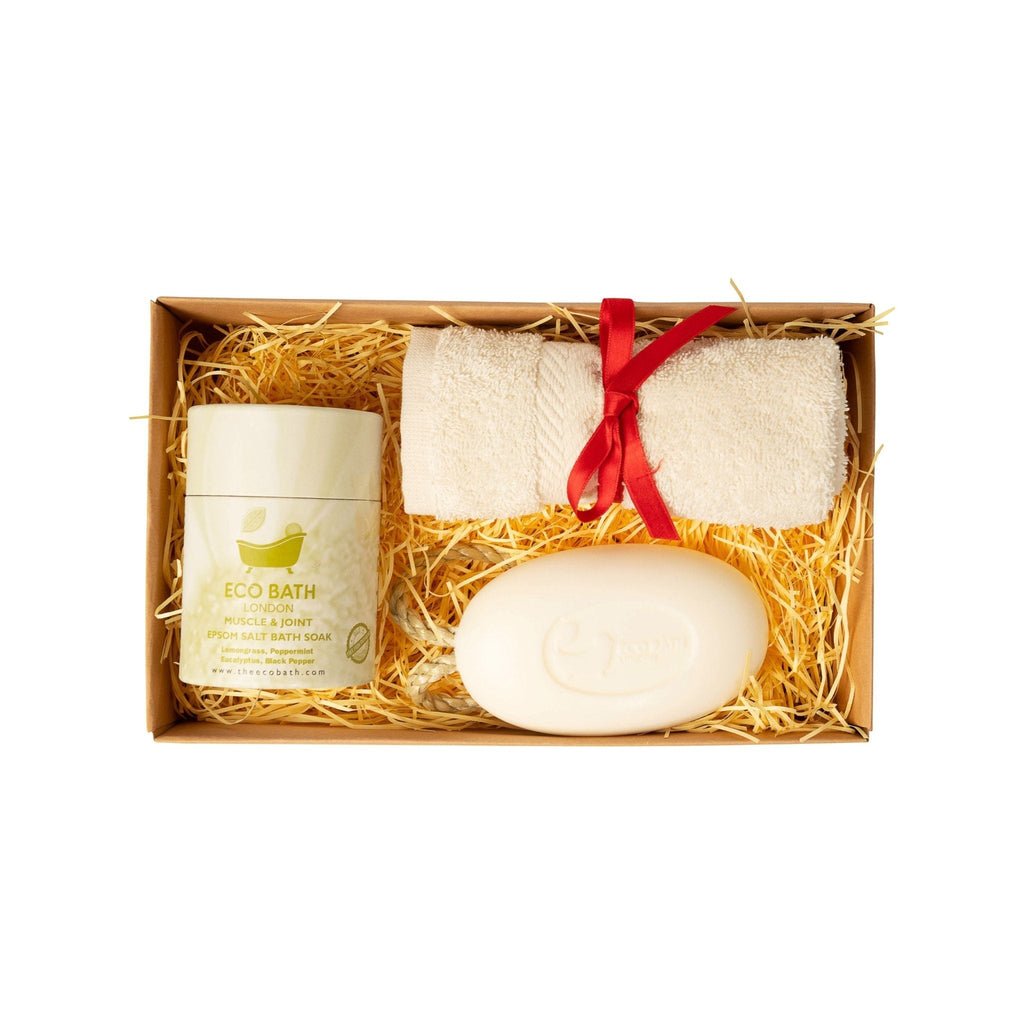 Essential Bath Set with Epsom Salts, Donkey Milk Soap and Organic Cotton Towel