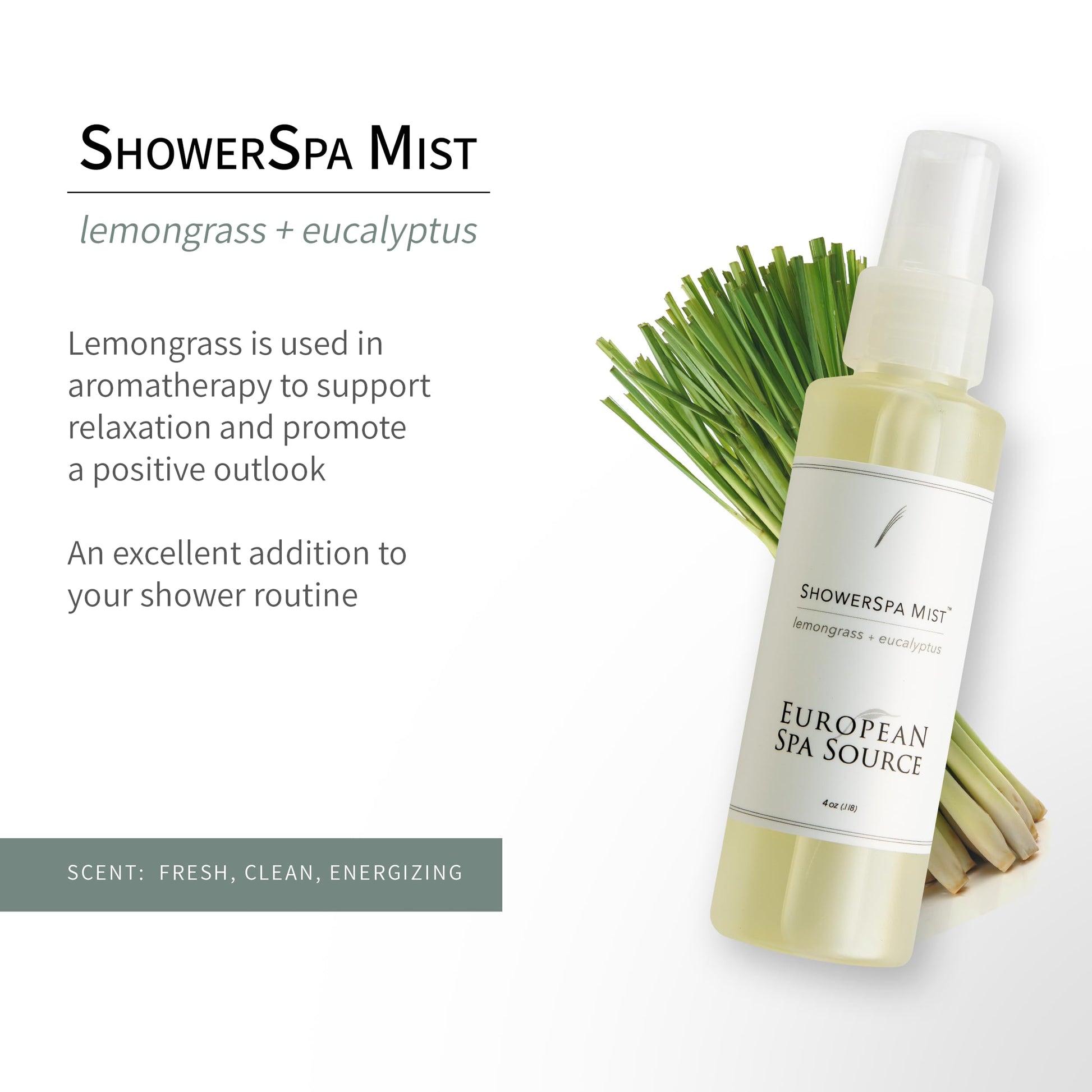 Energizing Lemongrass and Eucalyptus Shower Spa Mist 4 fl oz