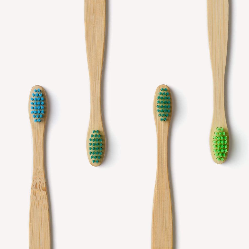 Children's Bamboo Toothbrush 4 Pack in Aqua