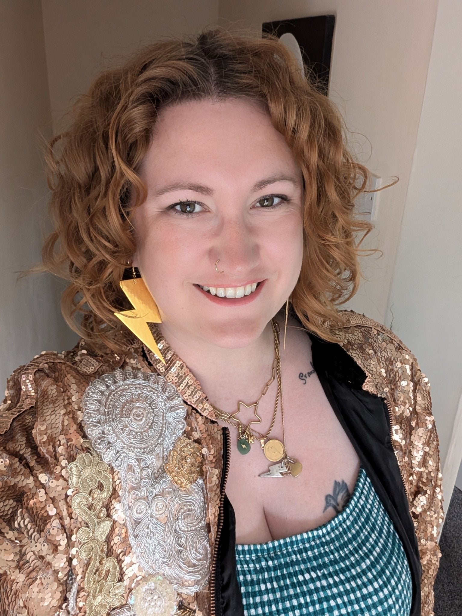 Extra Large Gold Lightning Bolt Earrings