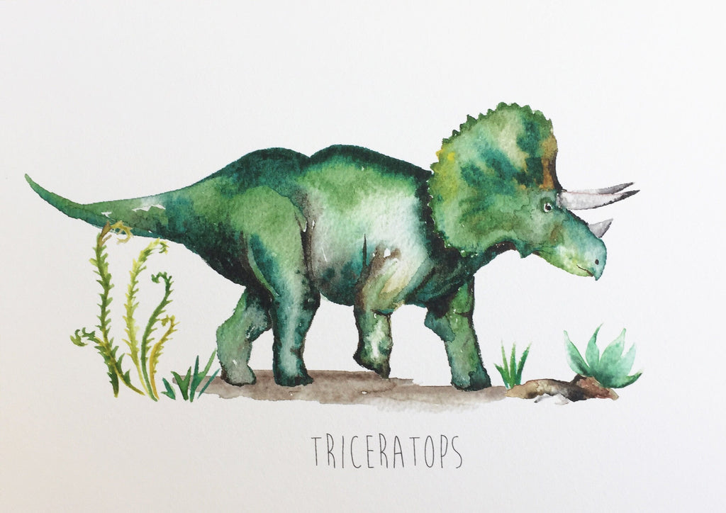 Triceratops Watercolour Wall Print