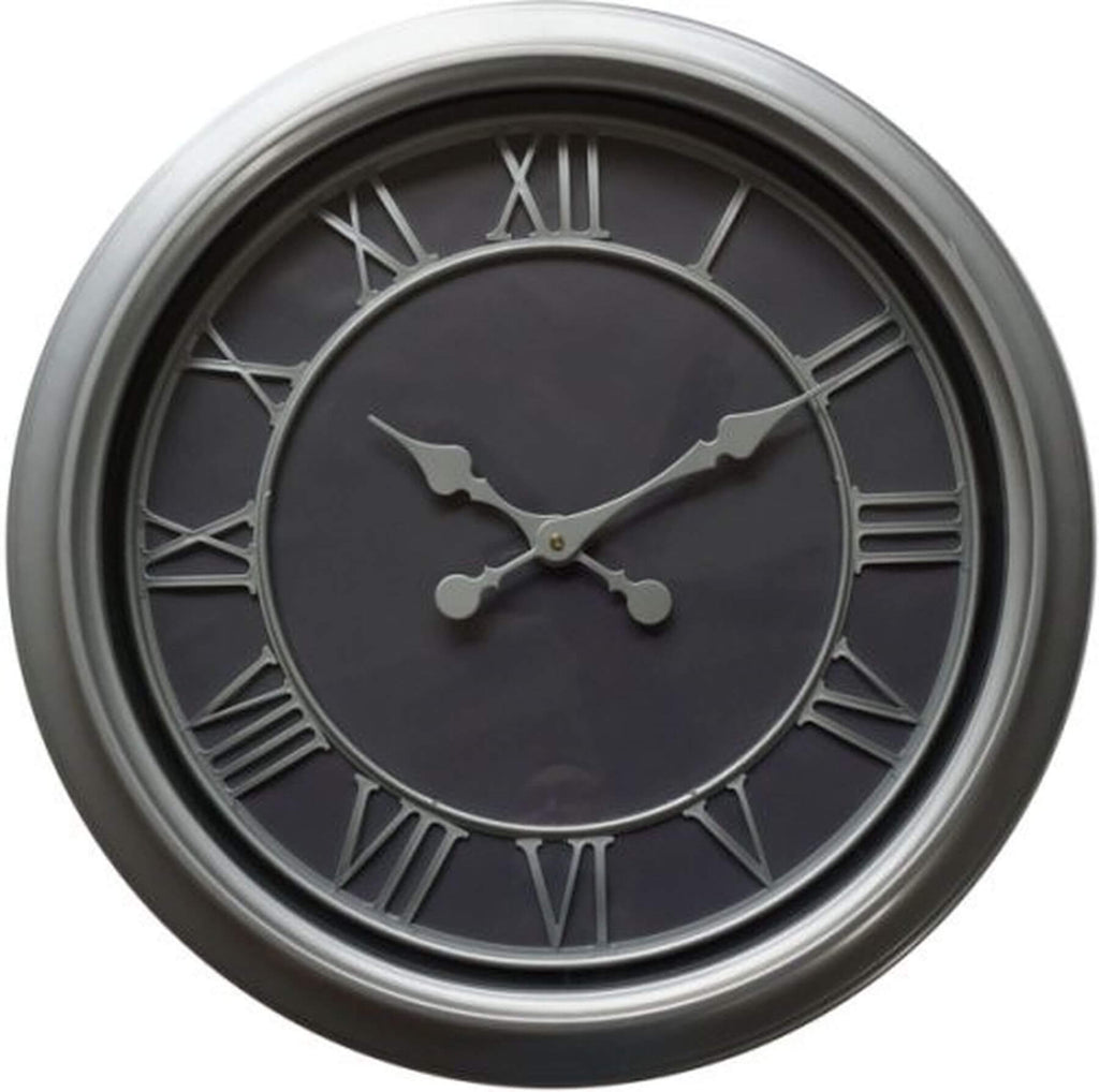 Bloomsbury silver wall clock, 59cm minimalist glass design, elegant statement piece for modern interiors by Sostter at brixbailey.com