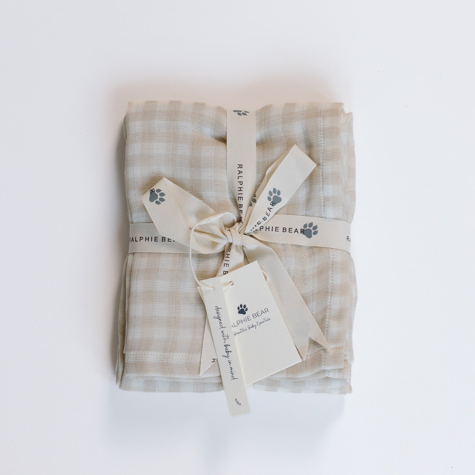 Gingham Beige Large Swaddle Muslin