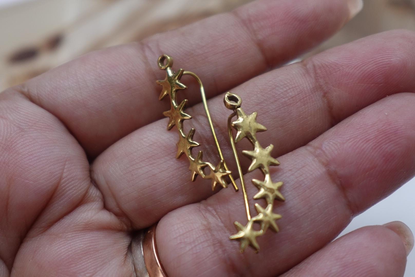 Celestial Garden Brass Ear Climbers Set of Three