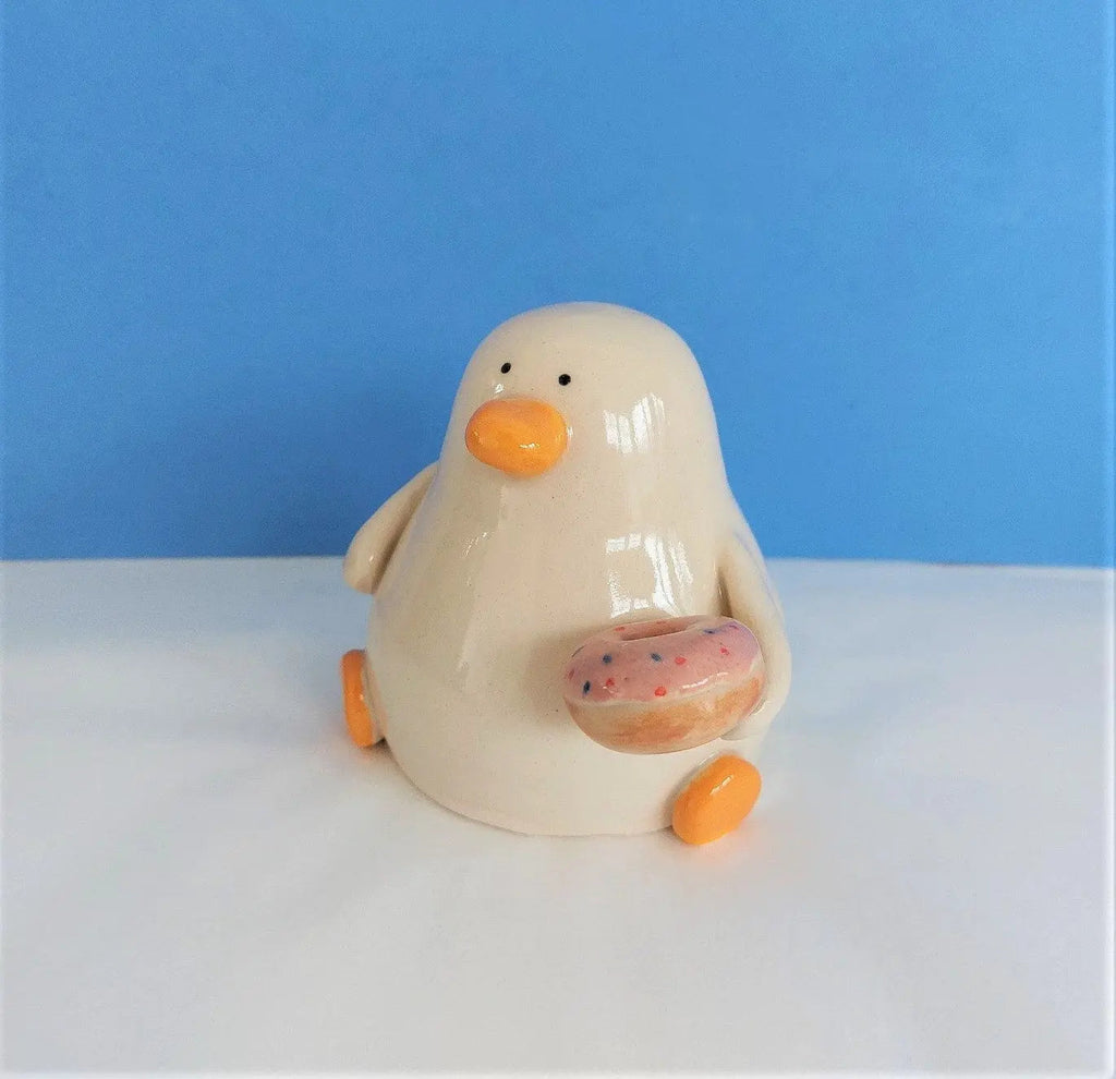 Doughnut Duck Ceramic Ornament