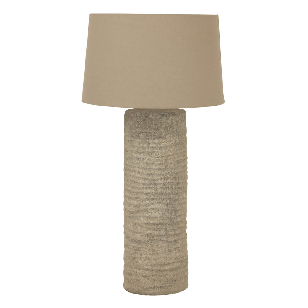 Handcrafted Tuscan ceramic lamp in warm grey, 83cm tall with classic silhouette for elegant home decor by sostter at brixbailey.com