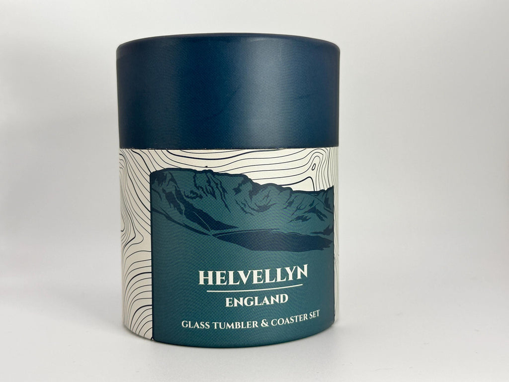Helvellyn Glass Tumbler and Coaster Set Lake District Mountain Gift