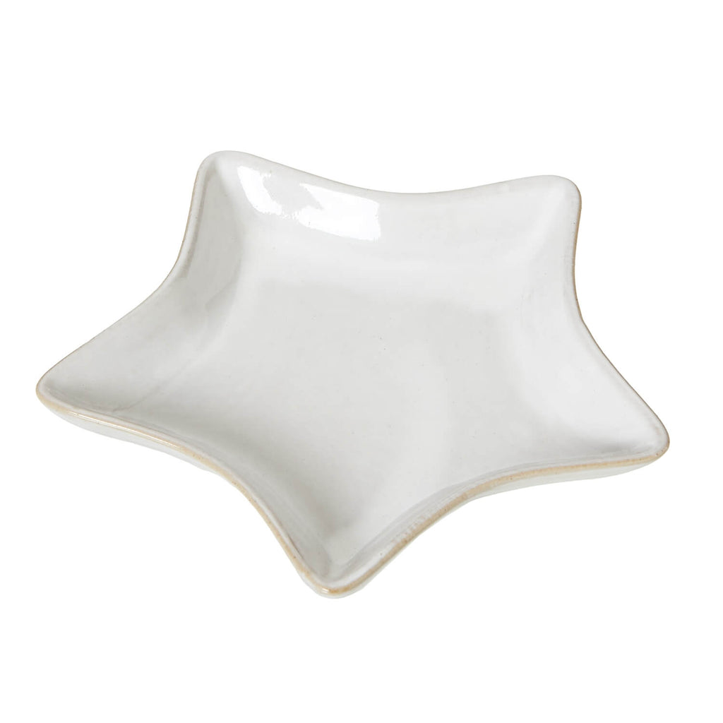 Minimalist white ceramic star dish for home dÃ©cor, handcrafted with smooth edges and luminous finish, 17cm wide. by RoomLondon at brixbailey.com