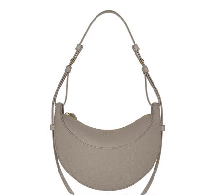 Litchi Leather Crescent Shoulder Bag