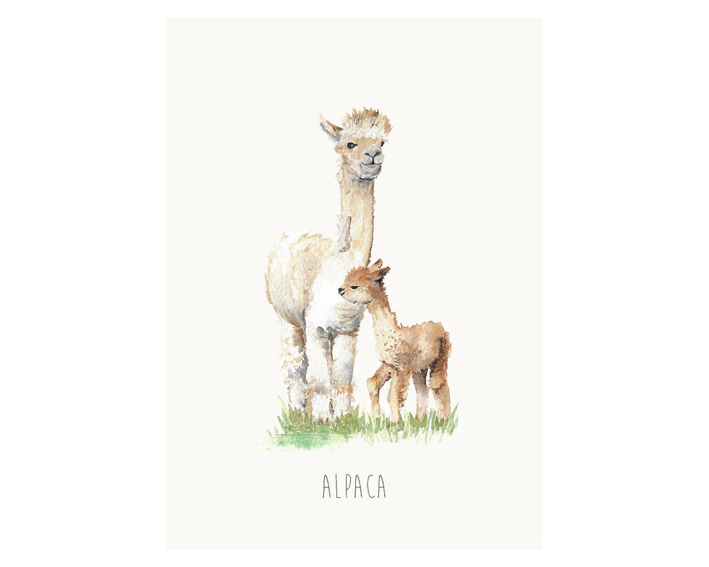 Personalised Alpaca Watercolour Art Print for Nursery and Kids Rooms