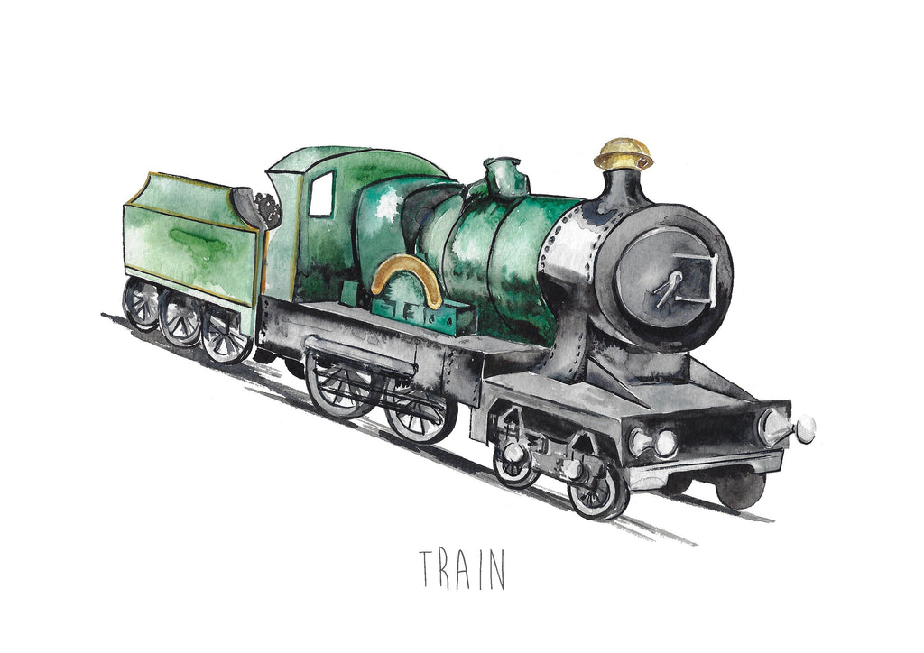 Personalised Watercolour Steam Train Wall Print