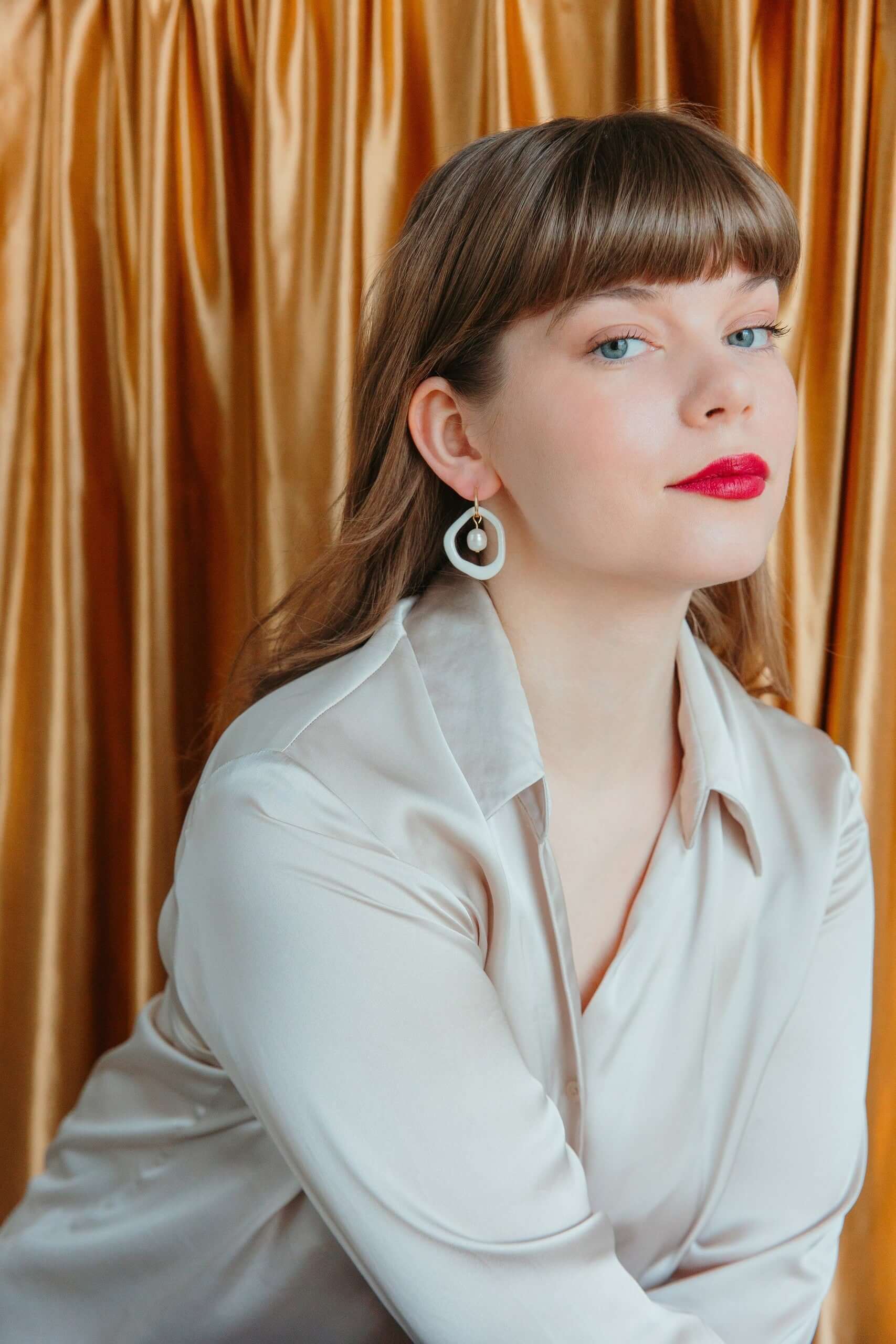 Arp Pearl and Porcelain Hoops - White