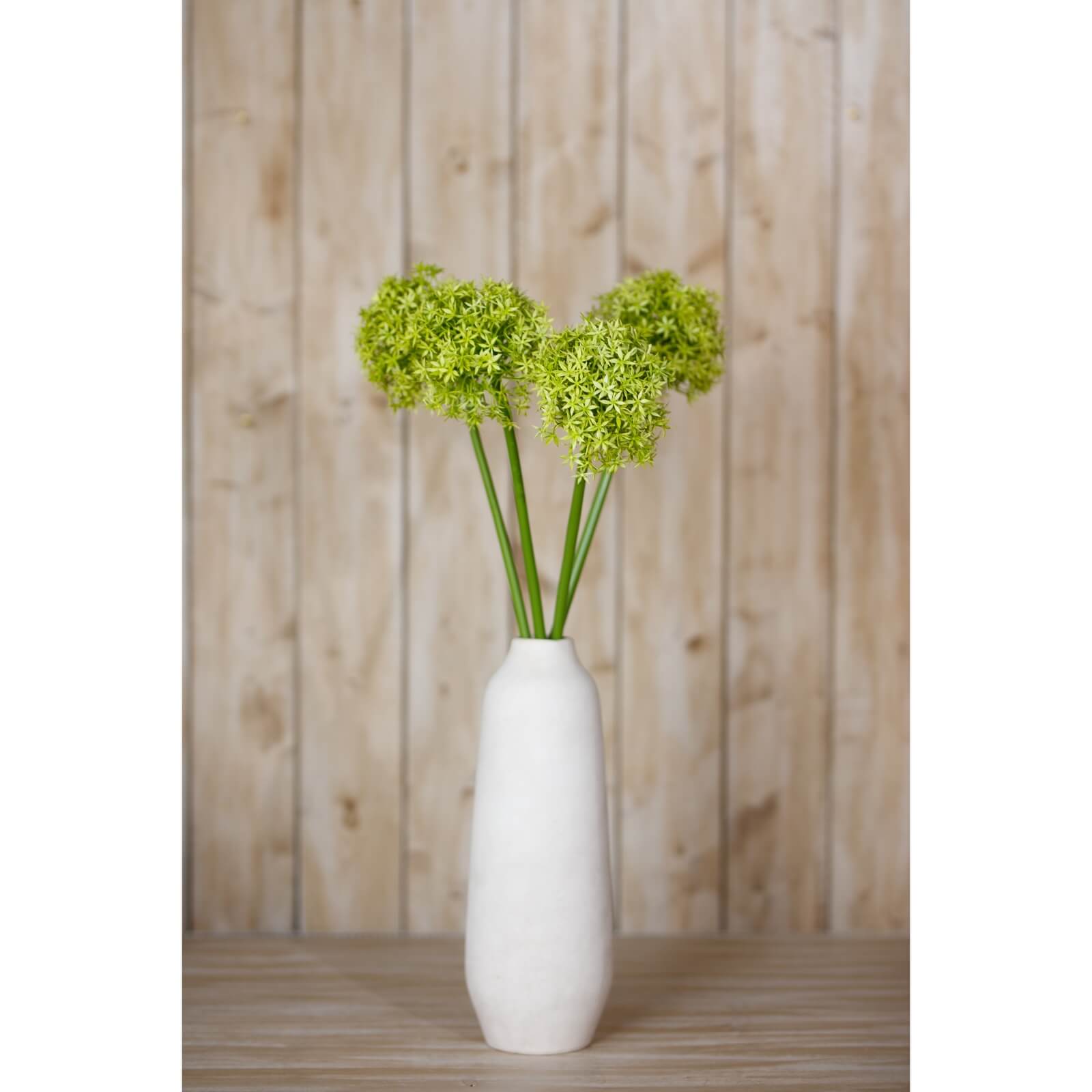 Lifelike green allium stem with spherical bloom, 90cm faux botanical for home decor, rich plastic texture, zero maintenance by Sostter at brixbailey.com