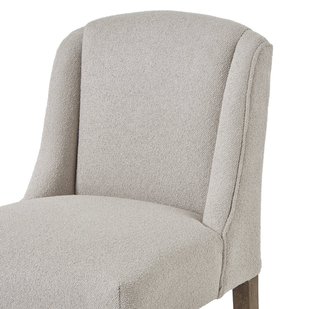 Compton Aspen Dining Chair with curved backrest, twill upholstery, and rustic wood frame for elegant dining spaces by RoomLondon at brixbailey.com