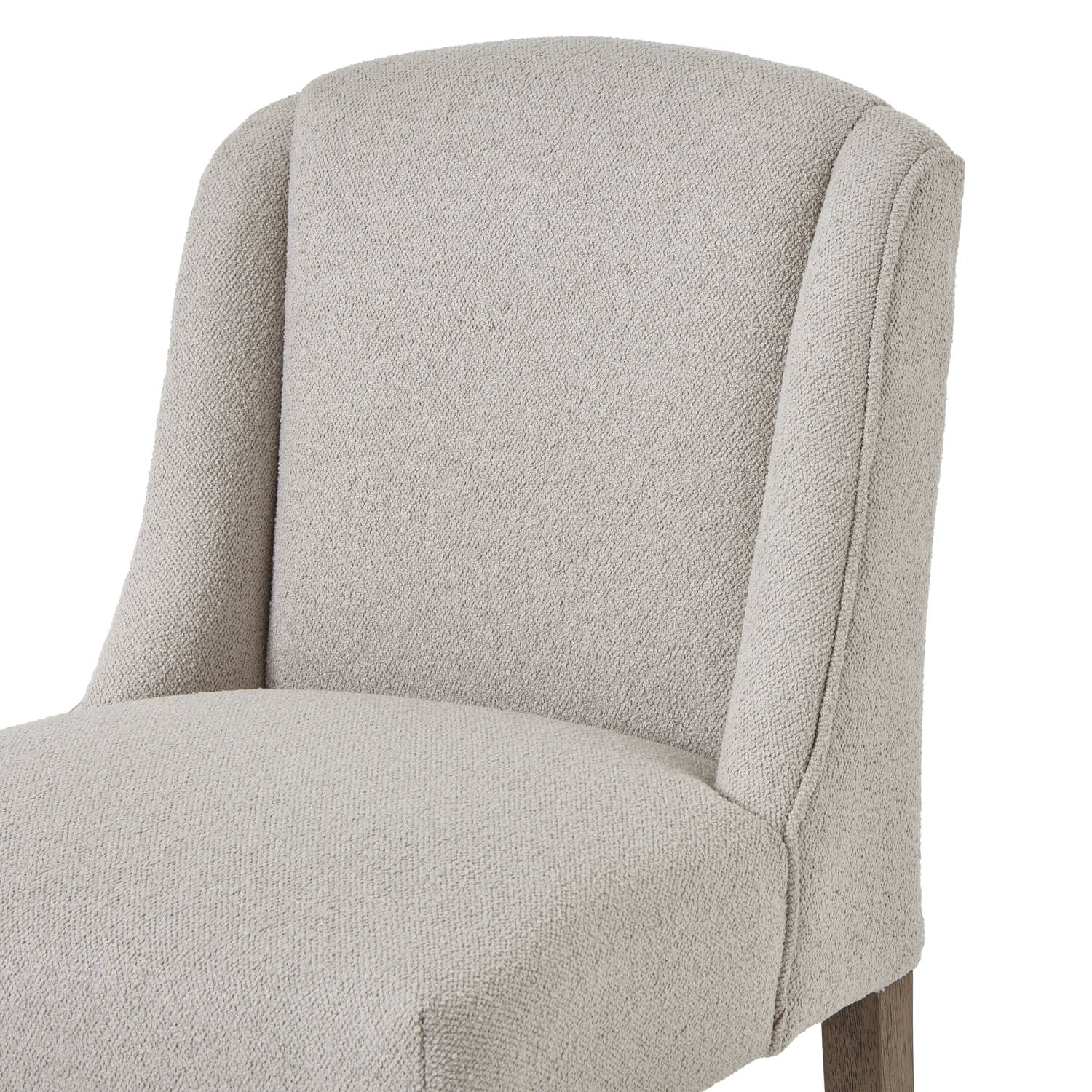 Compton Aspen Dining Chair with curved backrest, twill upholstery, and rustic wood frame for elegant dining spaces by RoomLondon at brixbailey.com