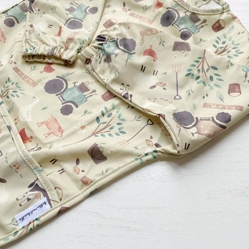 Long Sleeved Baby Bib - Farm Yard Print