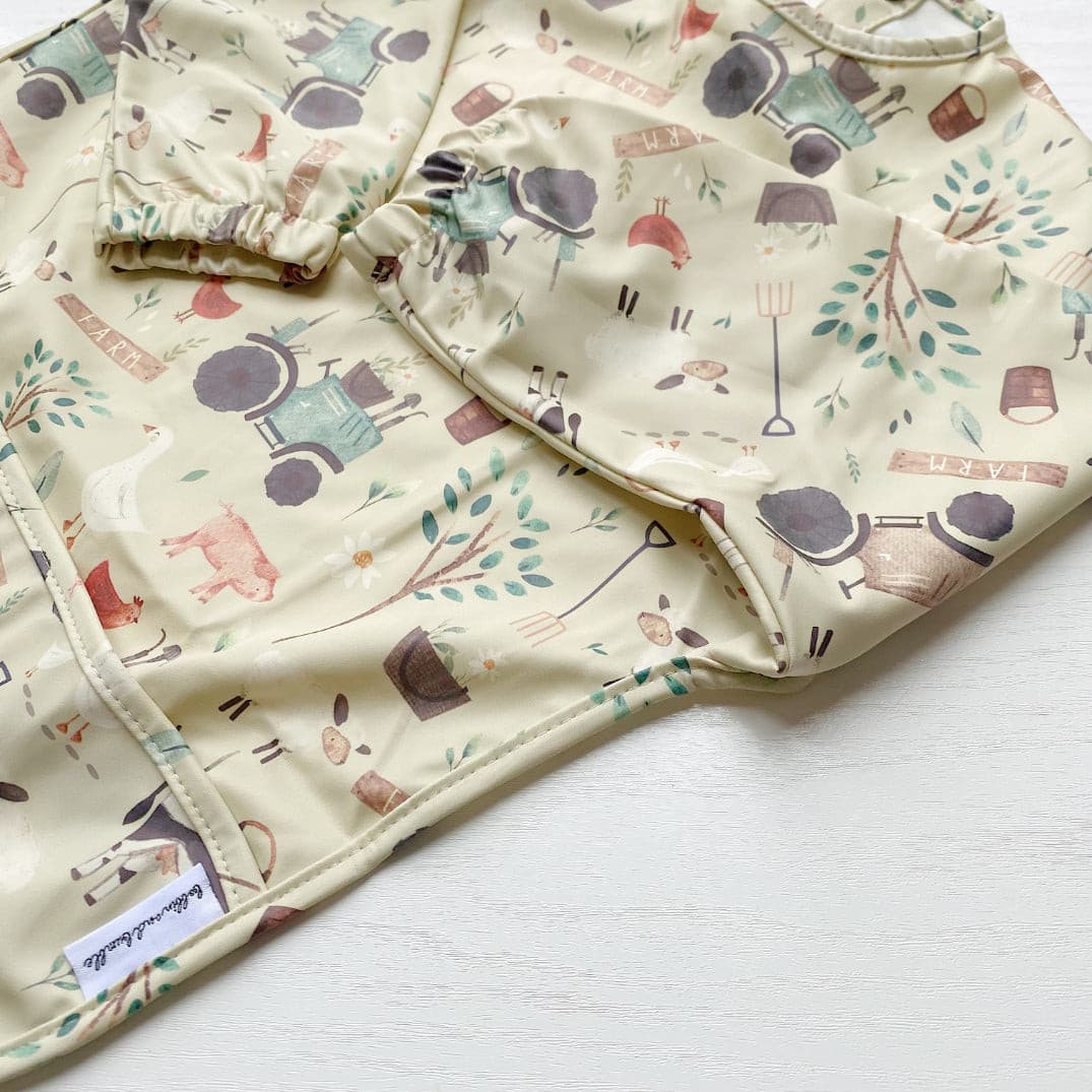 Long Sleeved Baby Bib - Farm Yard Print