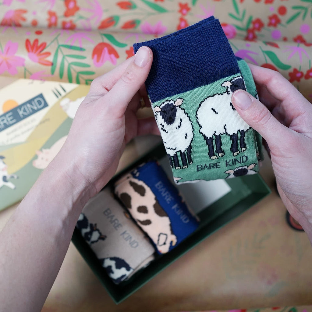 Farm Animals Bamboo Socks Gift Box of 3